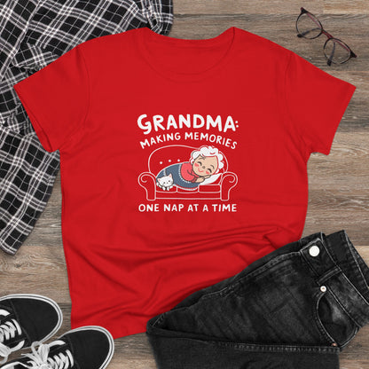 Grandma Making Memory One Nap A Time Women Cotton Tshirt