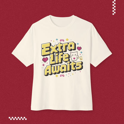Extra Life Await Unisex Retro Oversized Boxy Tshirt