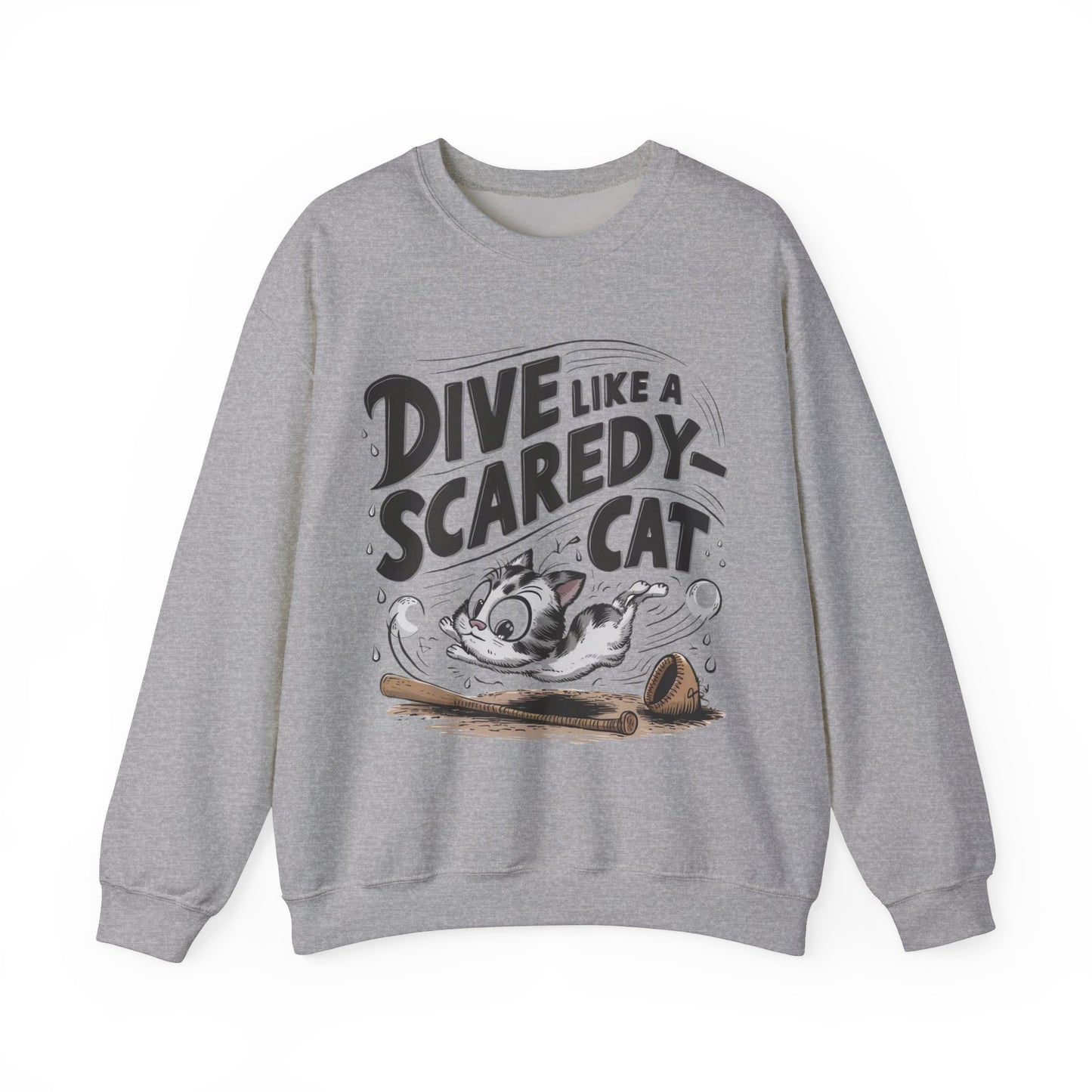 Dive Like Scaredy Cat Heavy Unisex Cotton Crewneck Sweatshirt