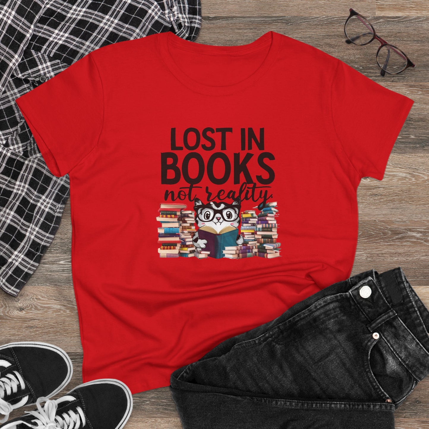 Lost In Book Not Reality Women Cotton Tshirt