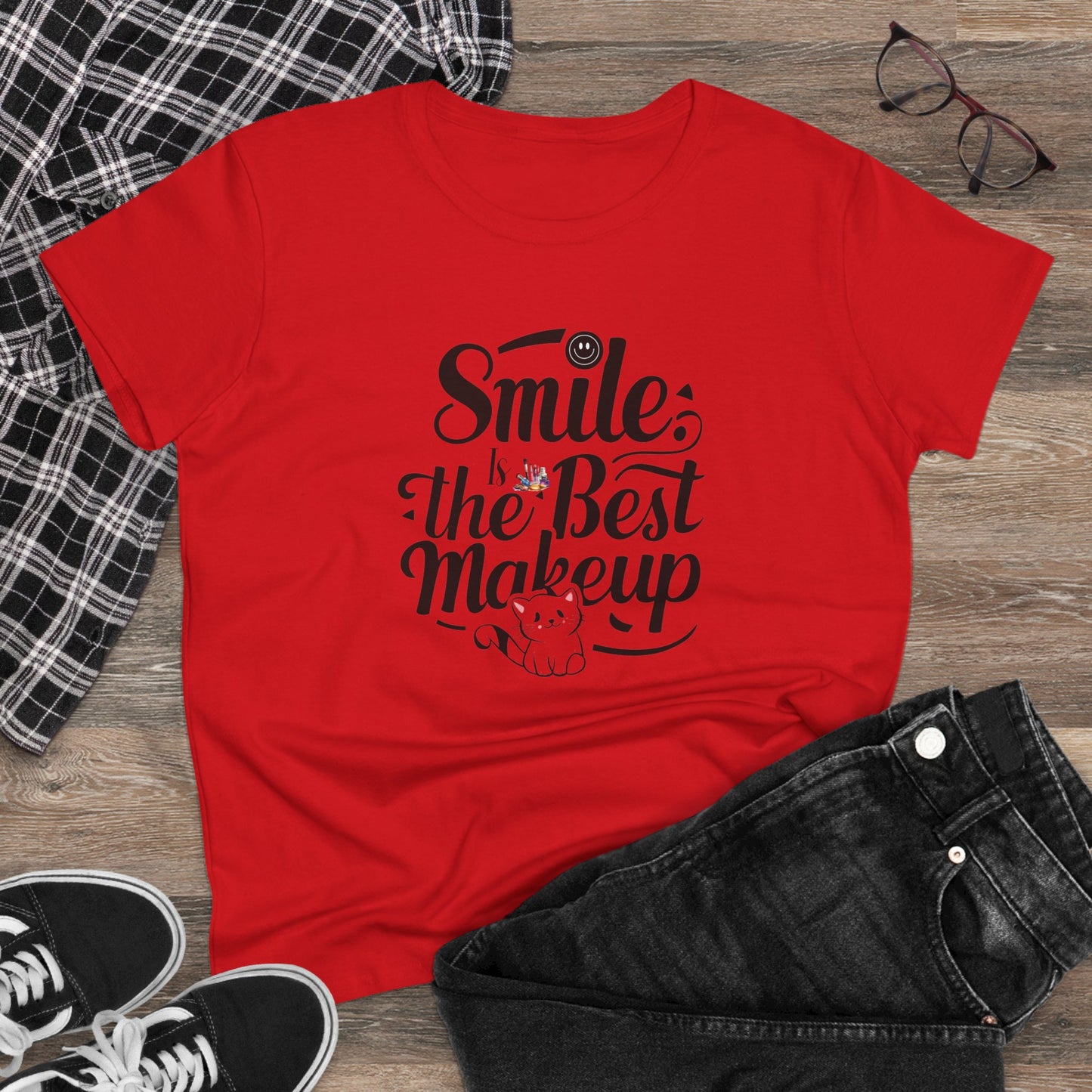 Smile Is The Best Makeup Women Cotton Tshirt