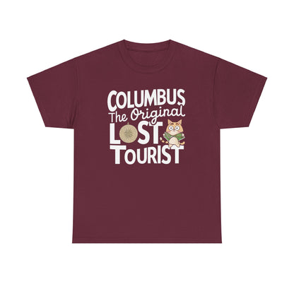 Columbus The Original Lost Tourist Unisex Cotton Cat T-Shirt