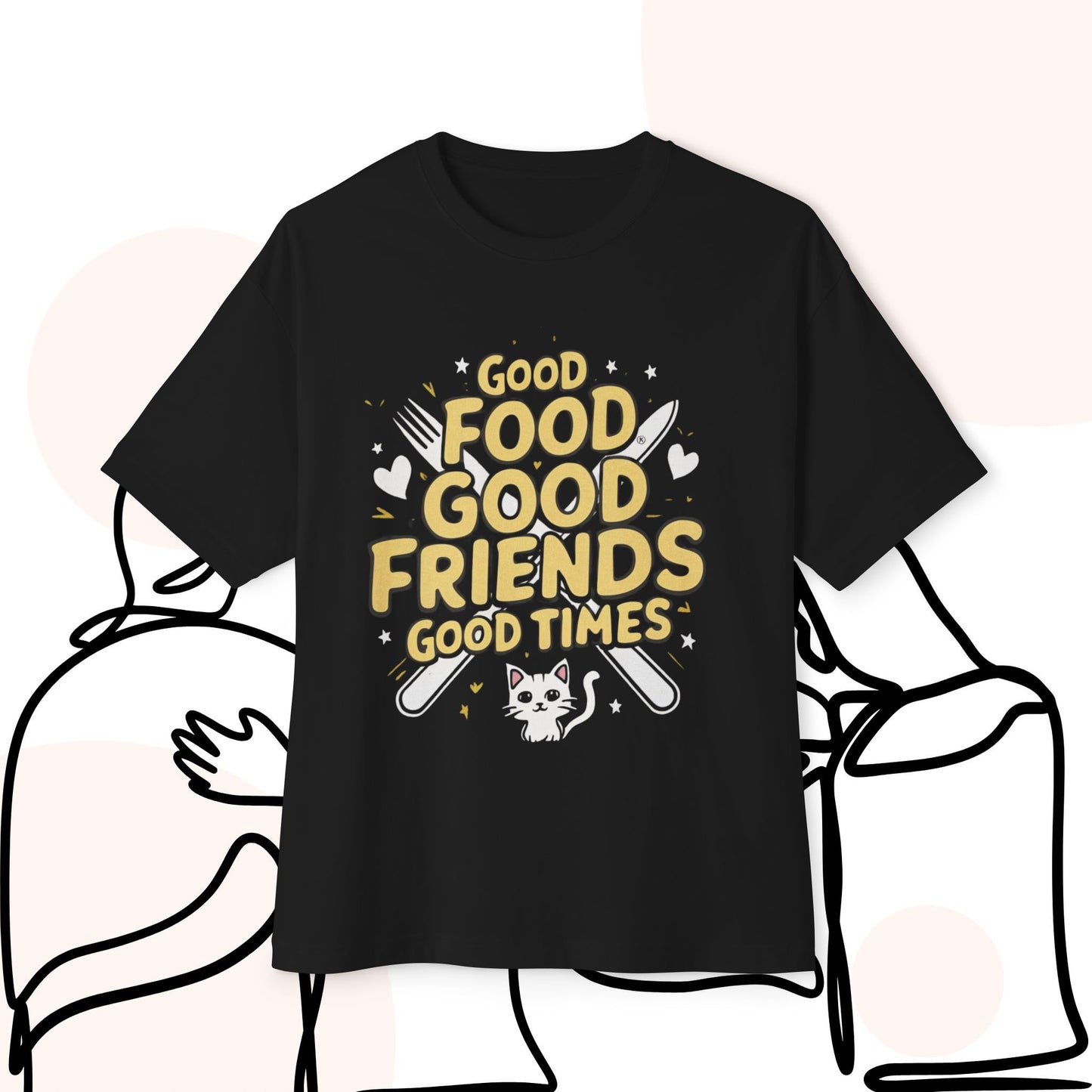 Good Food Good Friend Unisex Friendship Oversized Boxy Tee