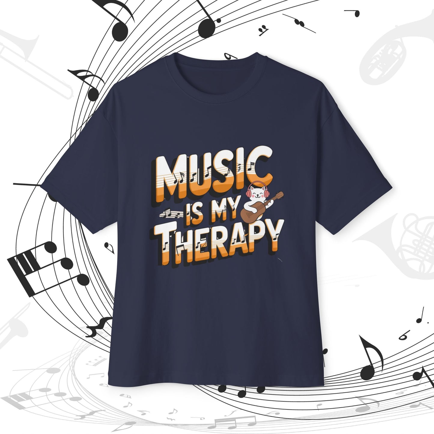 Music Is My Therapy Music Idiom Unisex Oversized Boxy Tee