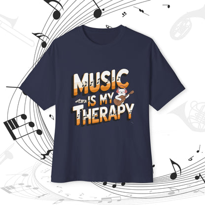 Music Is My Therapy Music Idiom Unisex Oversized Boxy Tee
