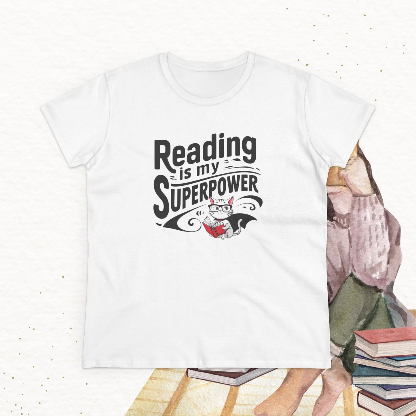 Reading Is My Superpower  Book Lovers Women Cotton T-Shirt