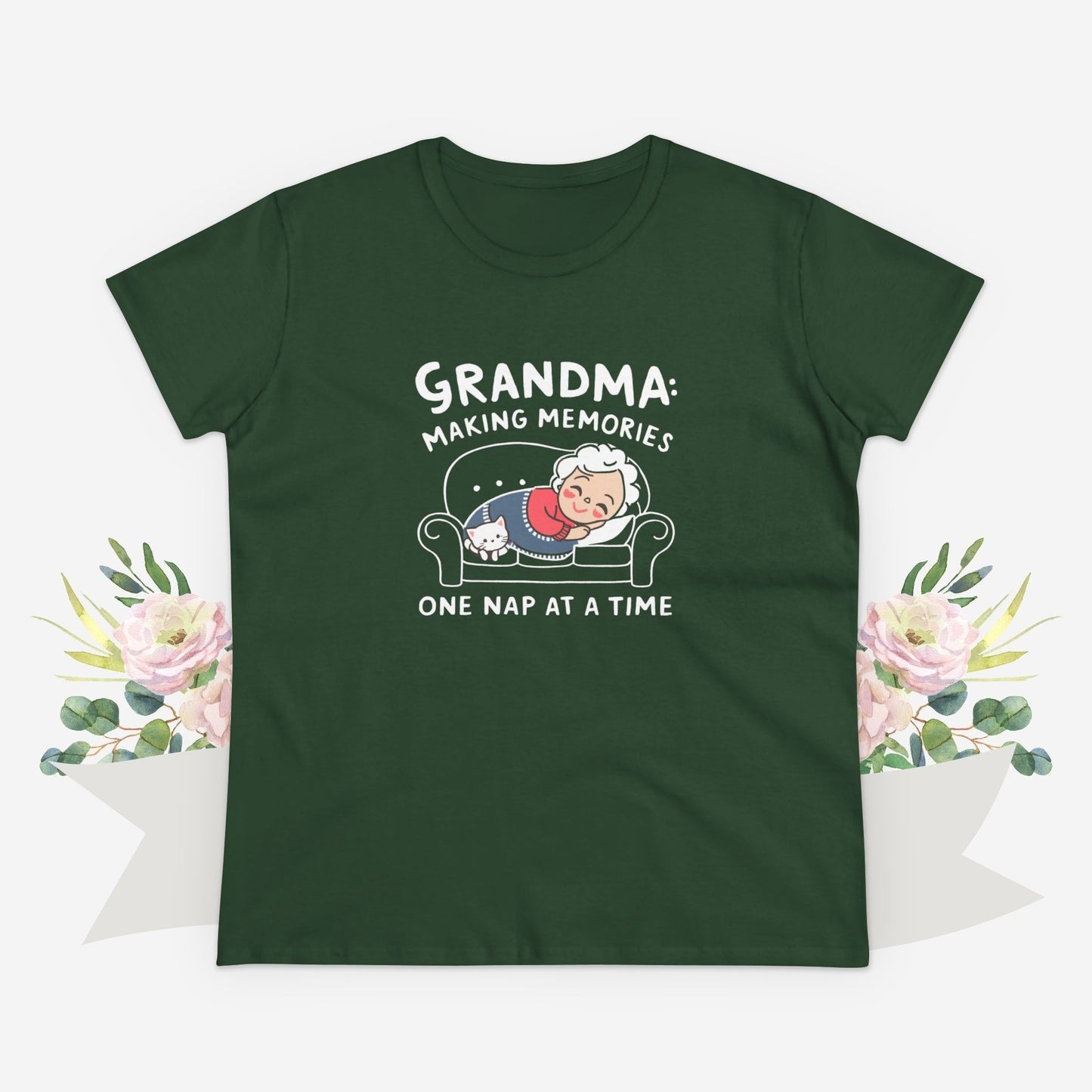 Grandma Making Memory One Nap A Time Women Cotton Tshirt