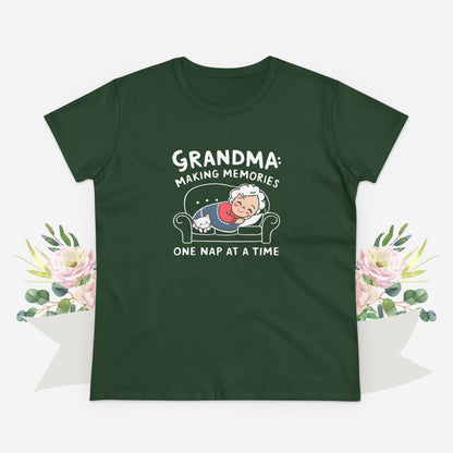 Grandma Making Memory One Nap A Time Women Cotton Tshirt