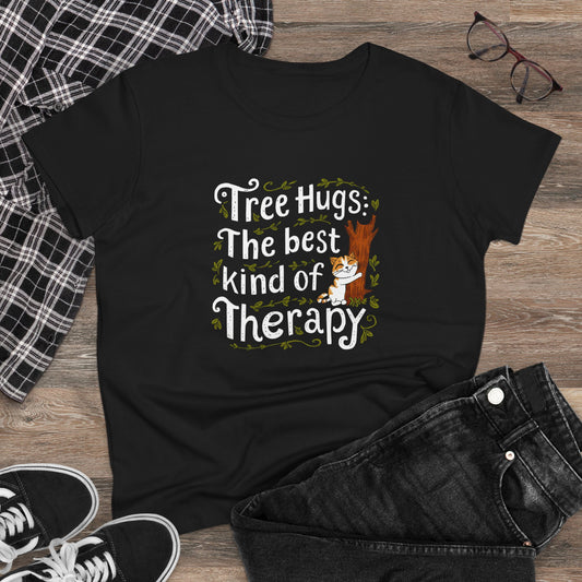 Tree Hug Best Kind of Therapy Women Cotton Tees