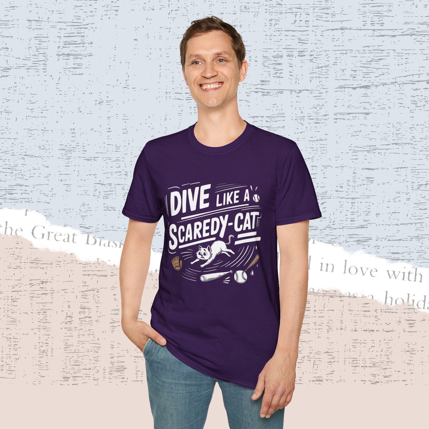 Dive Like Scaredy Cat Cotton Crew Neck Men Tshirt