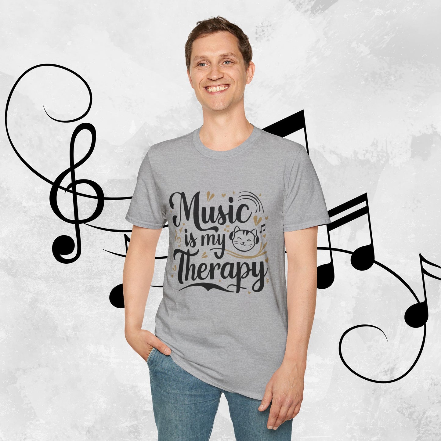 Music Is My Therapy Cotton Men T-Shirt