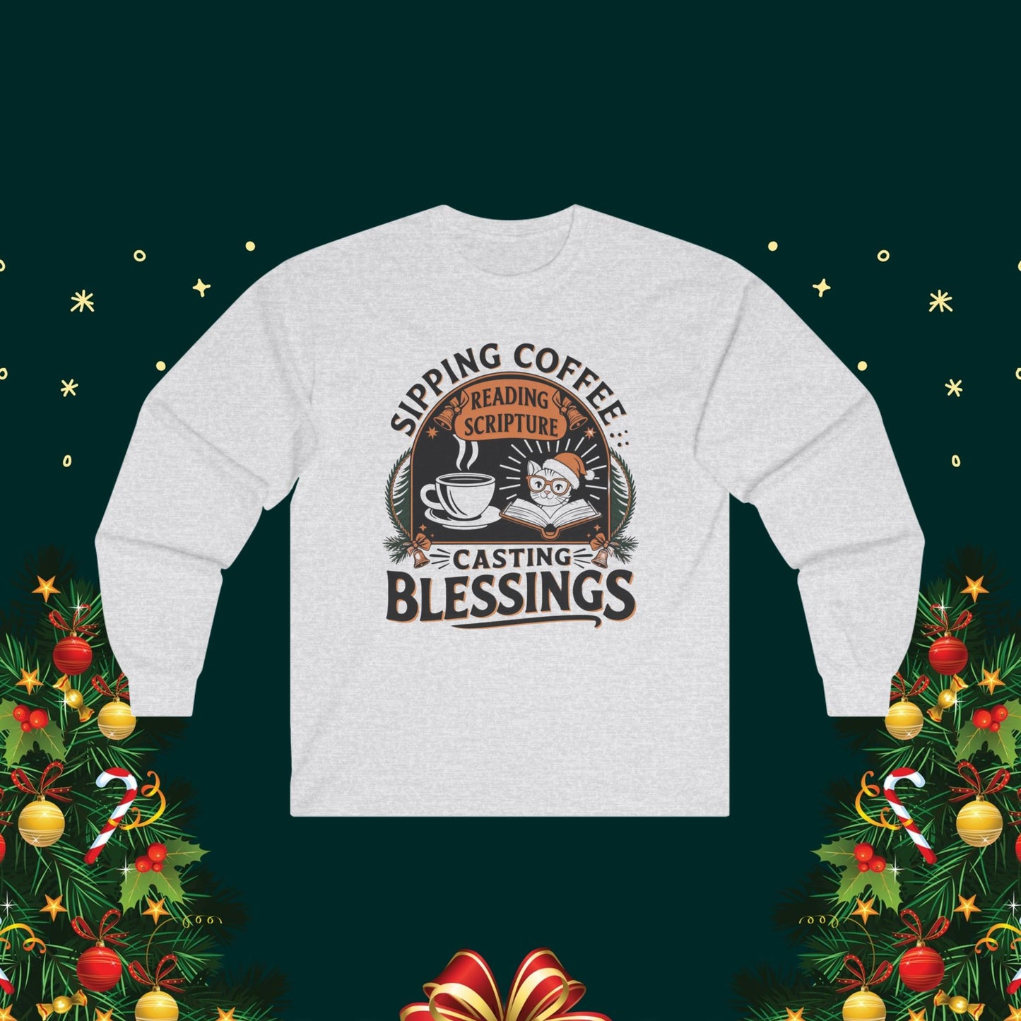 Graceful Sipping Cotton Long Sleeve Tshirt