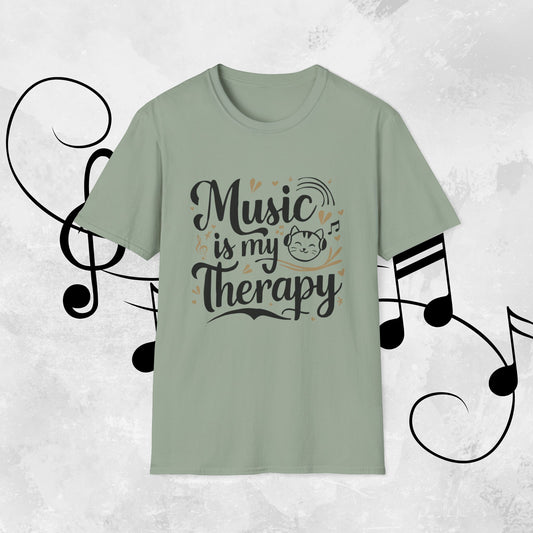 Music Is My Therapy Cotton Men T-Shirt
