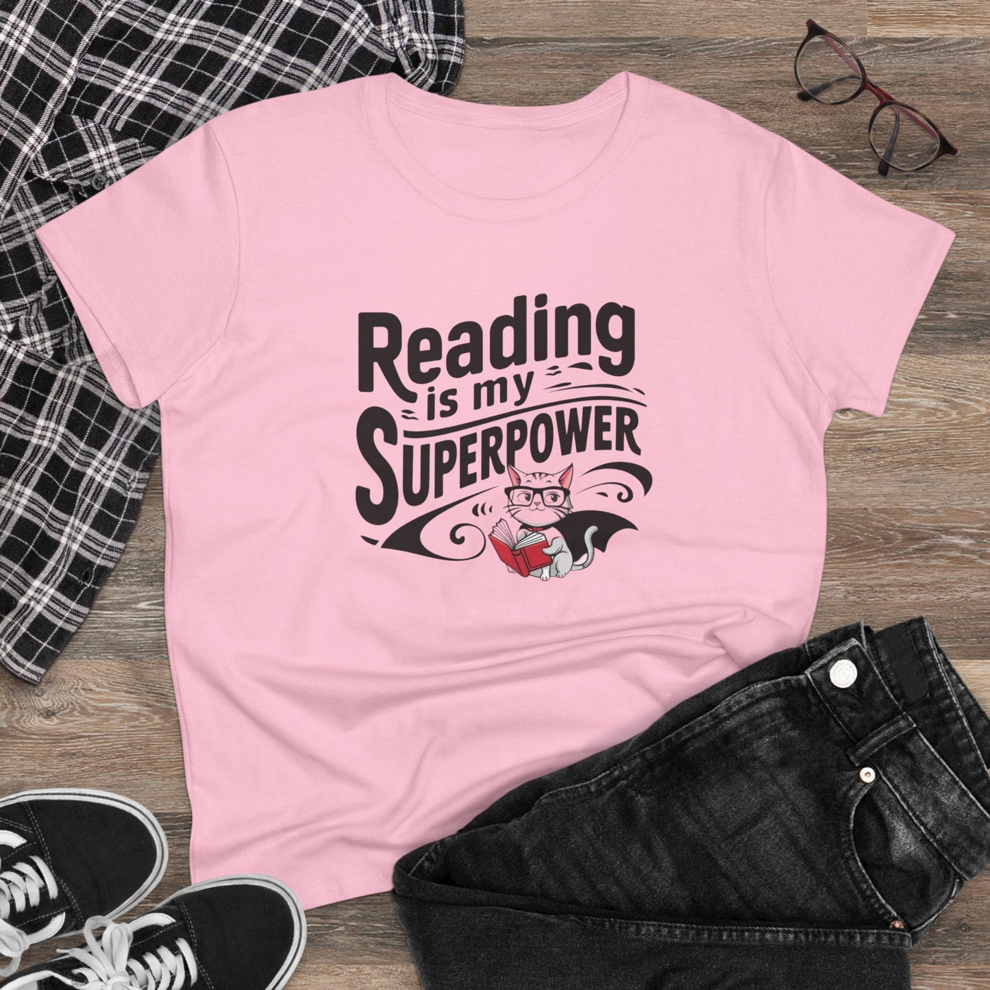 Reading Is My Superpower  Book Lovers Women Cotton T-Shirt