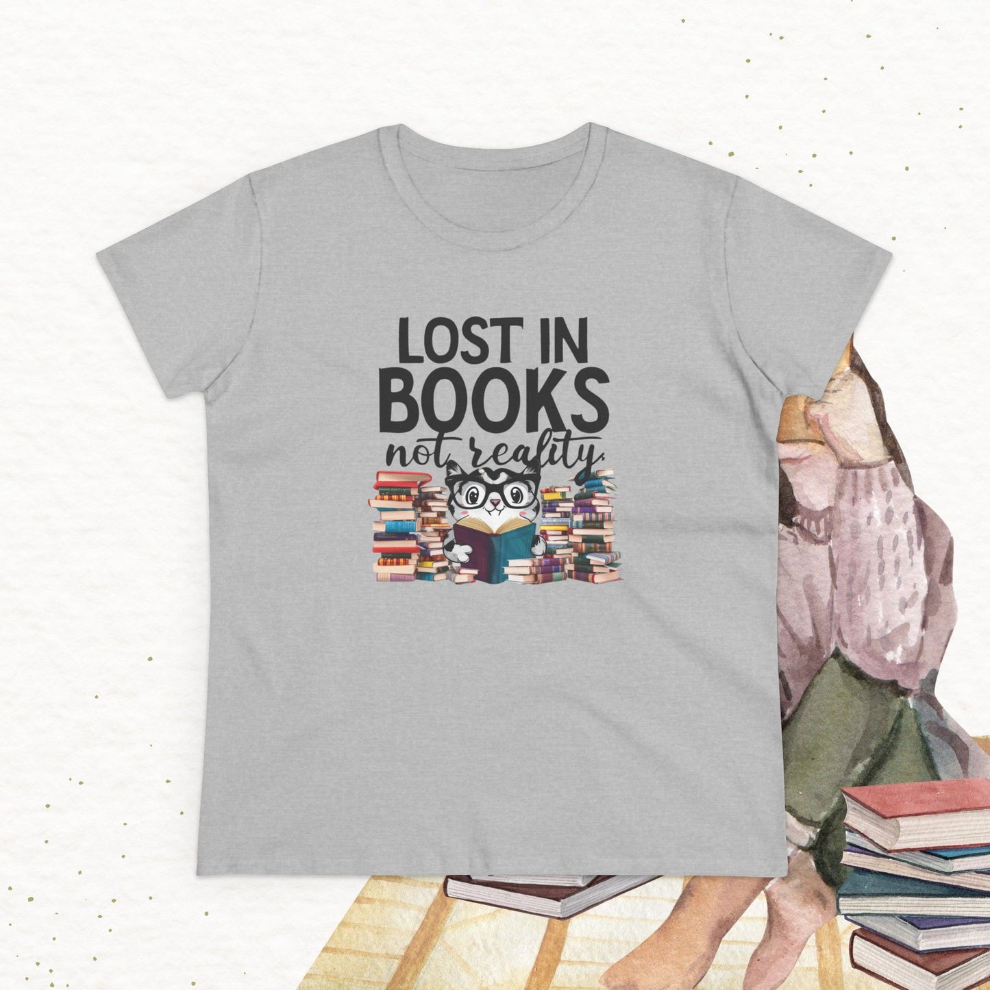 Lost In Book Not Reality Women Cotton Tshirt