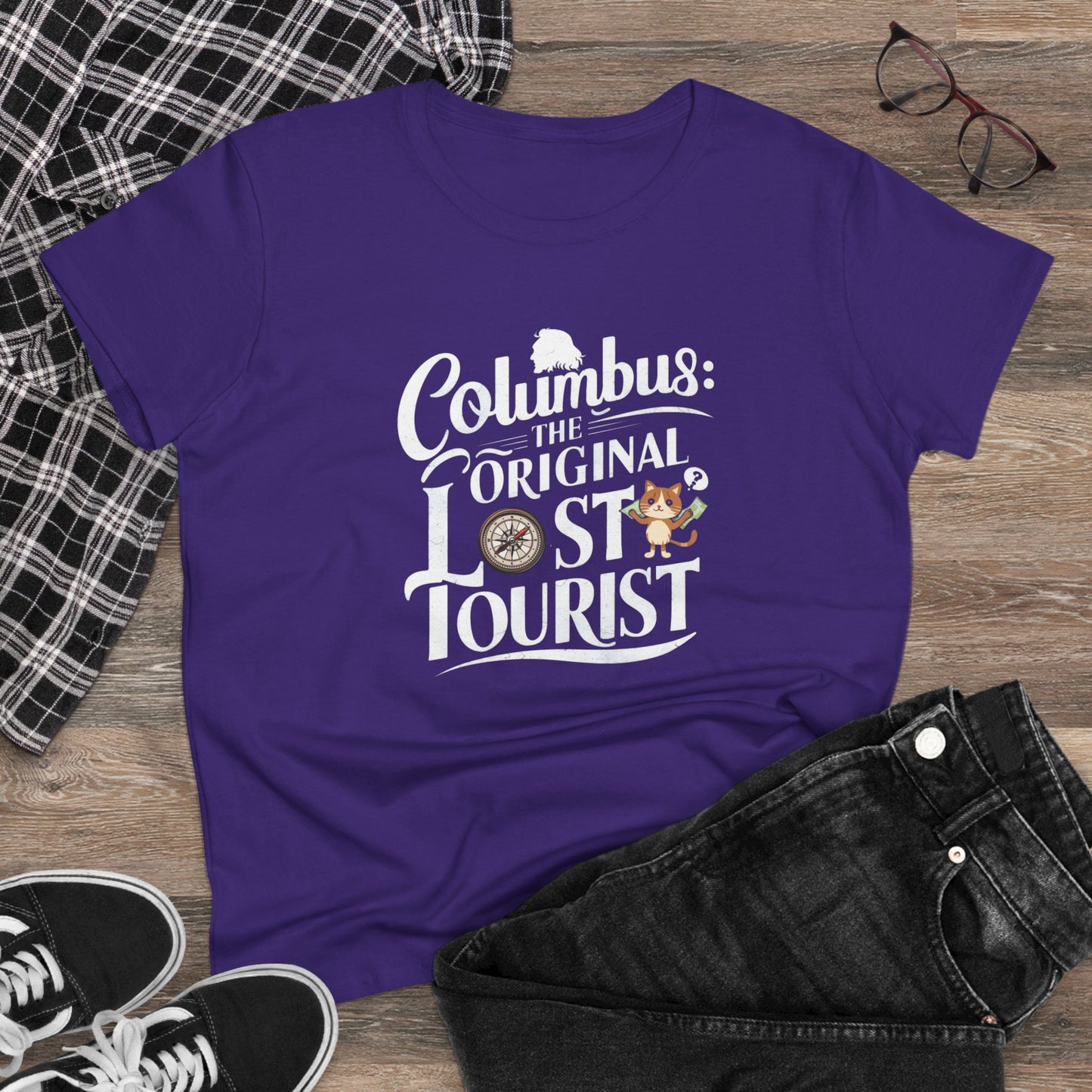 Columbus The Original Lost Tourist Women Cotton Tshirt