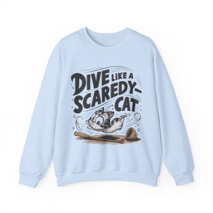 Dive Like Scaredy Cat Heavy Unisex Cotton Crewneck Sweatshirt