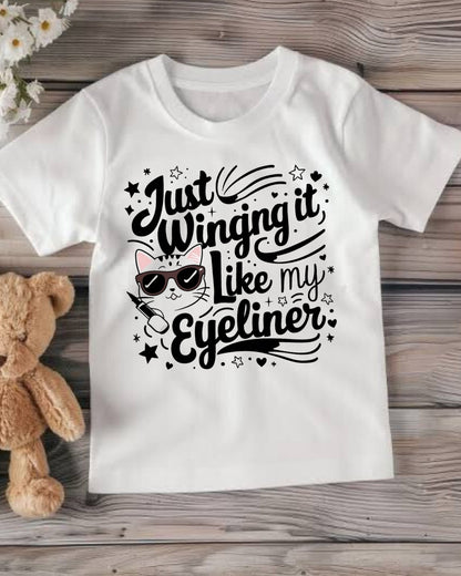Just Winging it Like My Eyeliner Youth Heavy Cotton T-Shirt