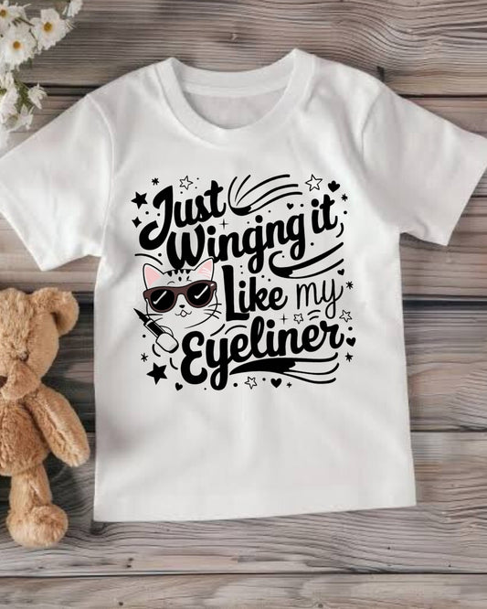 Just Winging it Like My Eyeliner Youth Heavy Cotton T-Shirt