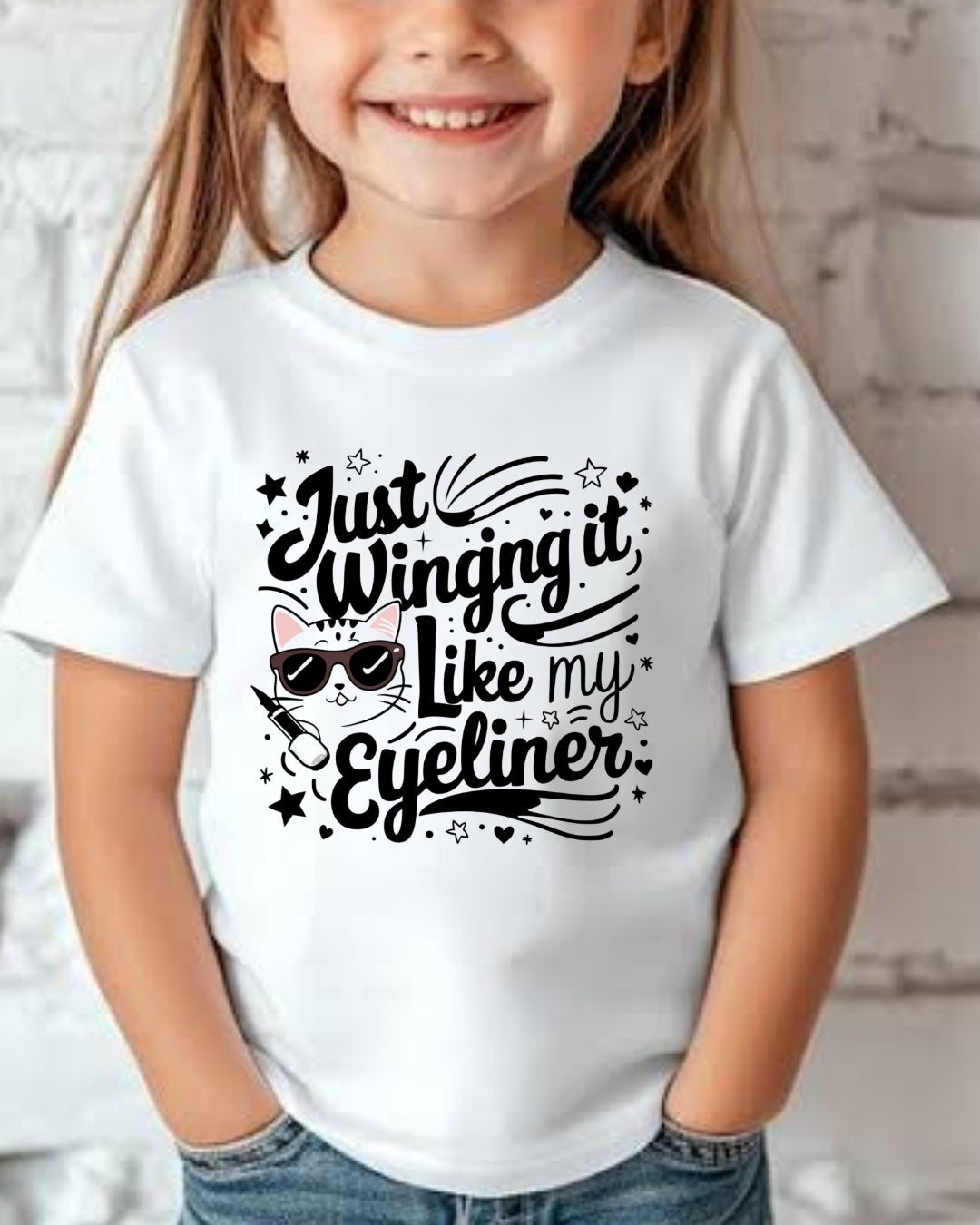 Just Winging it Like My Eyeliner Youth Heavy Cotton T-Shirt