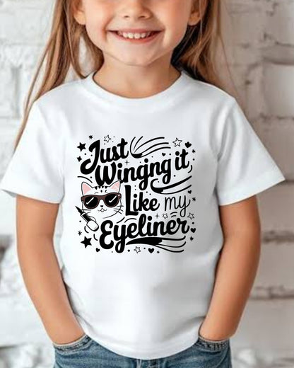 Just Winging it Like My Eyeliner Youth Heavy Cotton T-Shirt