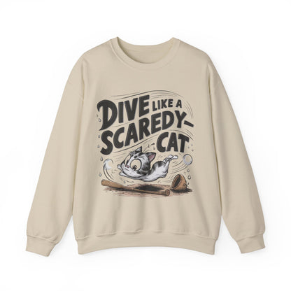 Dive Like Scaredy Cat Heavy Unisex Cotton Crewneck Sweatshirt