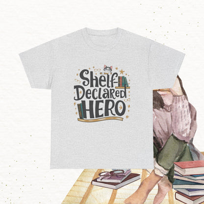 Book Lovers T-Shirt Shelf Declared Hero Cotton T-Shirt