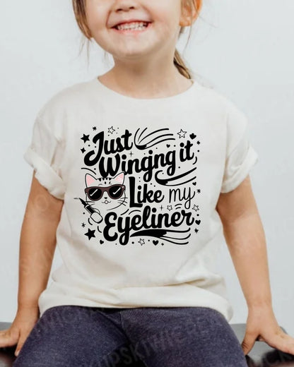 Just Winging it Like My Eyeliner Youth Heavy Cotton T-Shirt