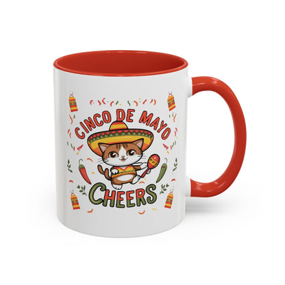 Billien Fiesta Feline Printify 11 oz 11oz accent mug Coffee Mugs Holiday Picks Home & Living Kitchen Mugs Spring Essentials two tone White base