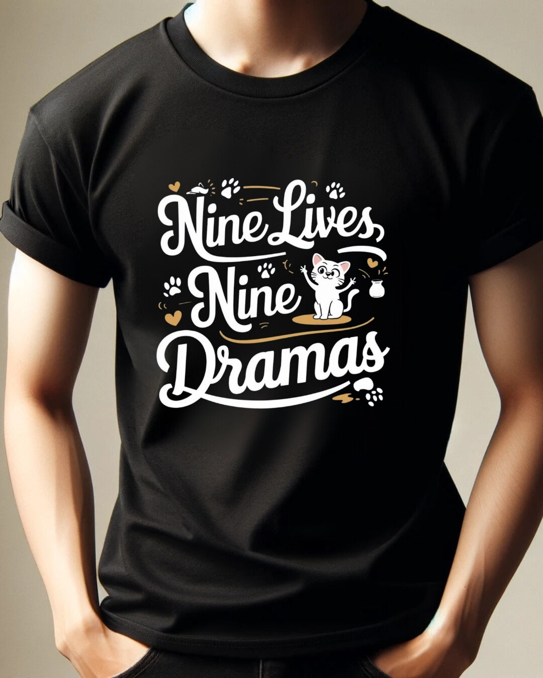 Nine Lives Nine Drama Idiom Cotton T-Shirt