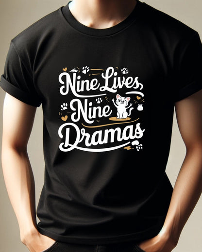 Nine Lives Nine Drama Idiom Cotton T-Shirt