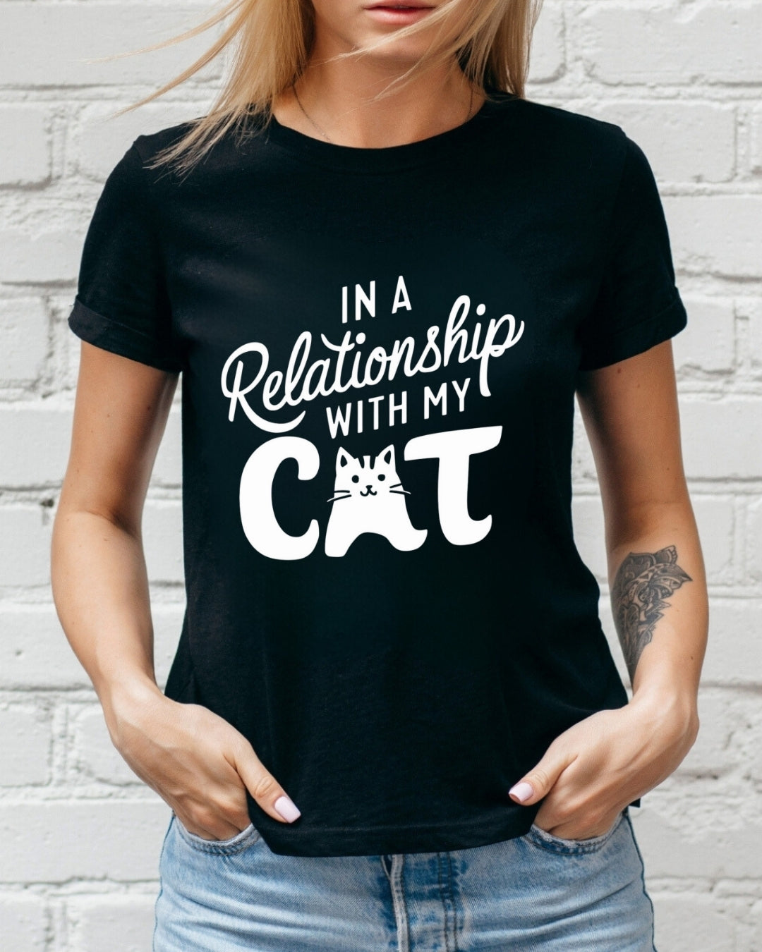 In Relationships With My Cat Unisex Cotton T-Shirt