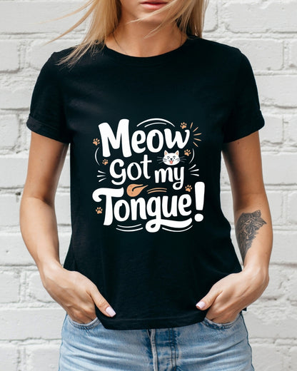 Meow Got My Tongue Idiom Cotton T-Shirts