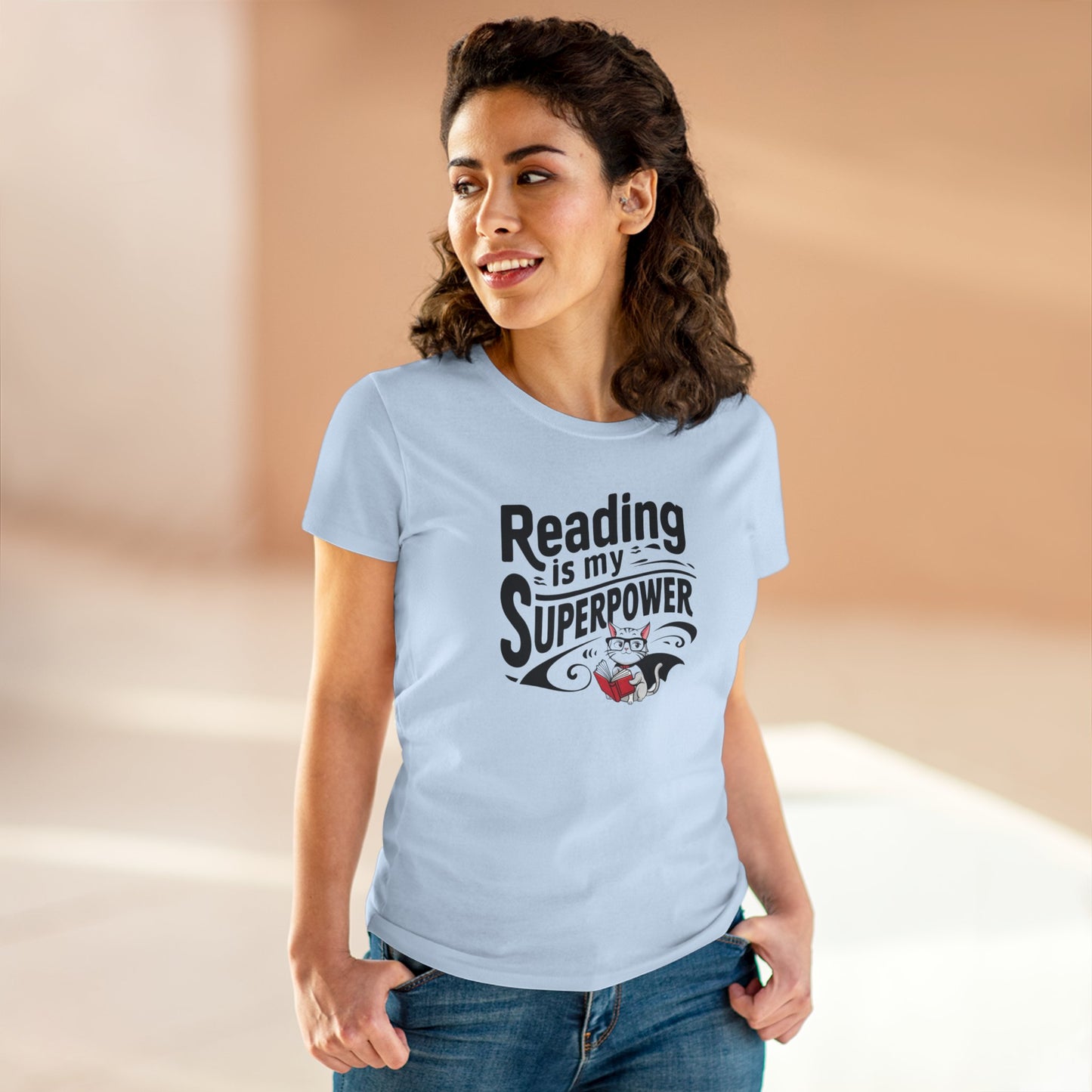 Reading Is My Superpower  Book Lovers Women Cotton T-Shirt