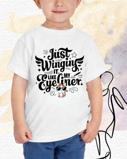 Just Winging it Like My Eyeliner kid Cotton T-Shirt