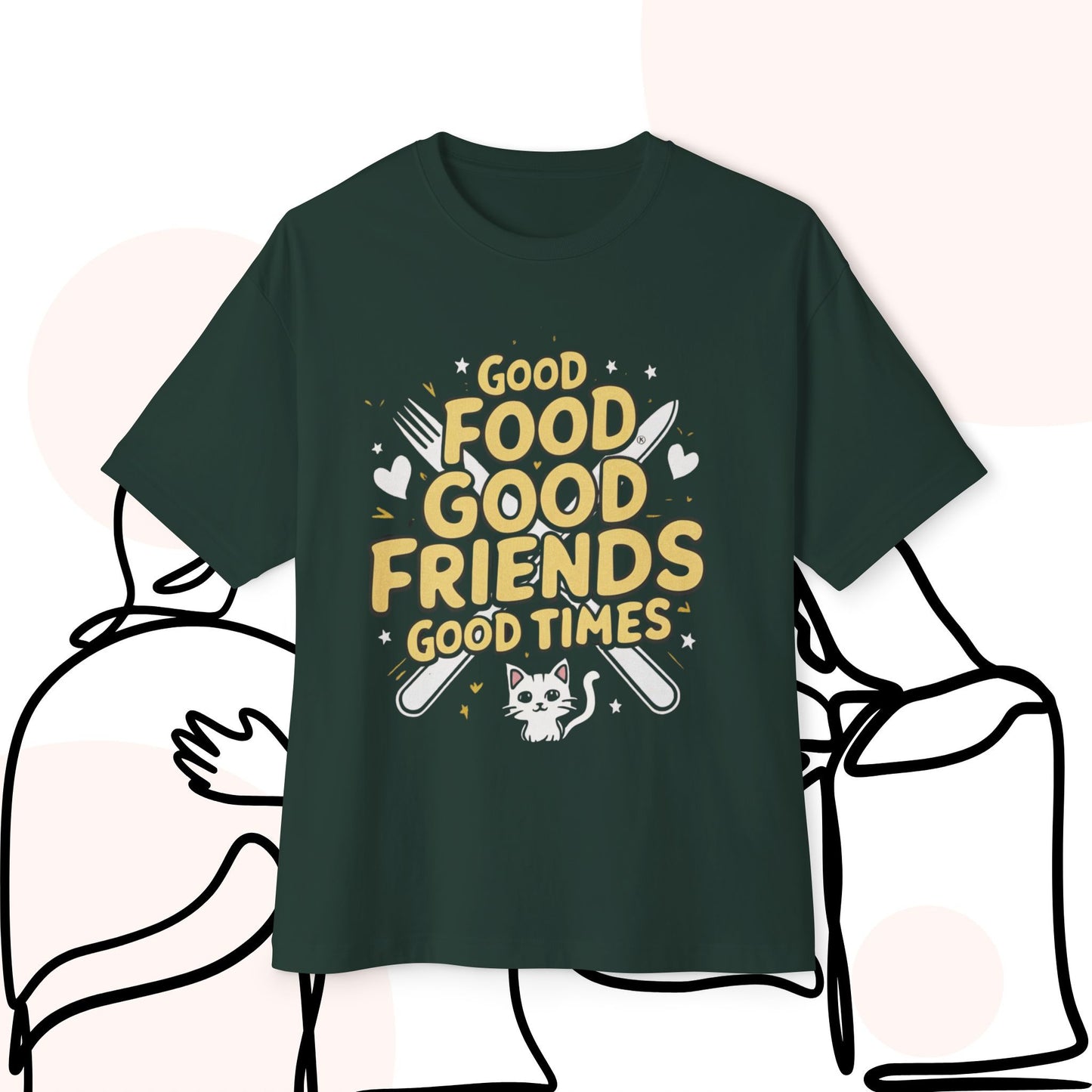 Good Food Good Friend Unisex Friendship Oversized Boxy Tee