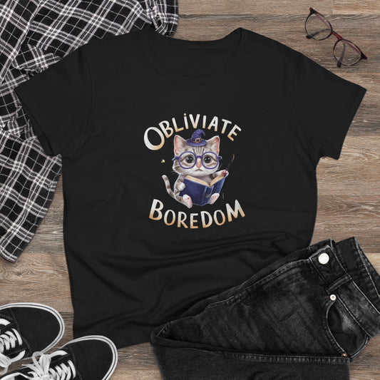 Obliviate Boredom Book Lovers Cotton Women T-Shirt