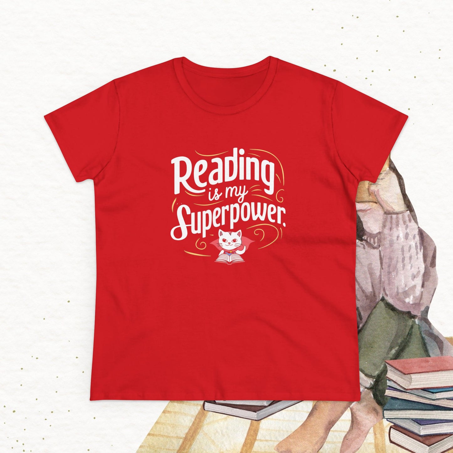 Reading Is My Superpower Women Cotton Tshirt