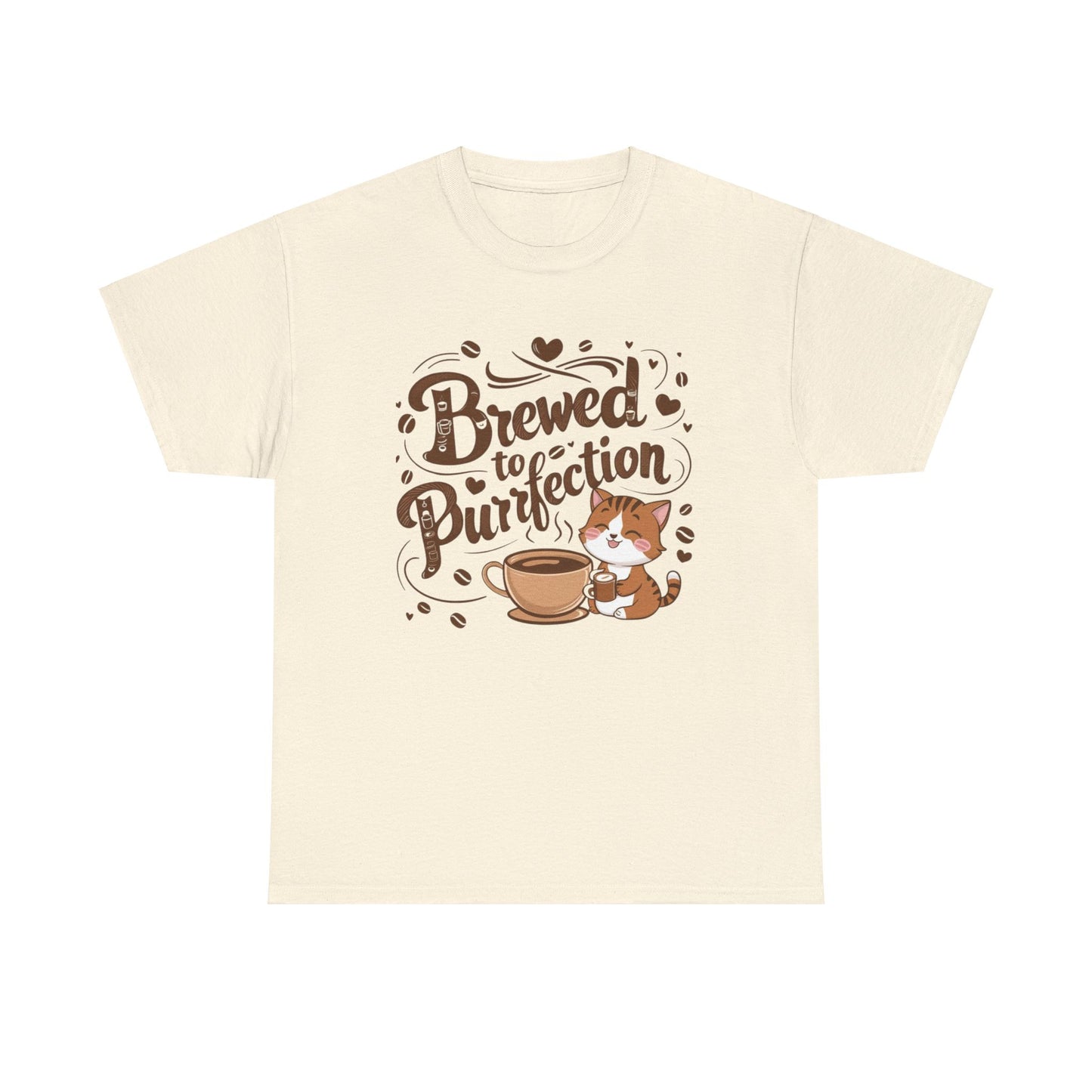 Brewed To Purrfection Coffee Cotton T-Shirt