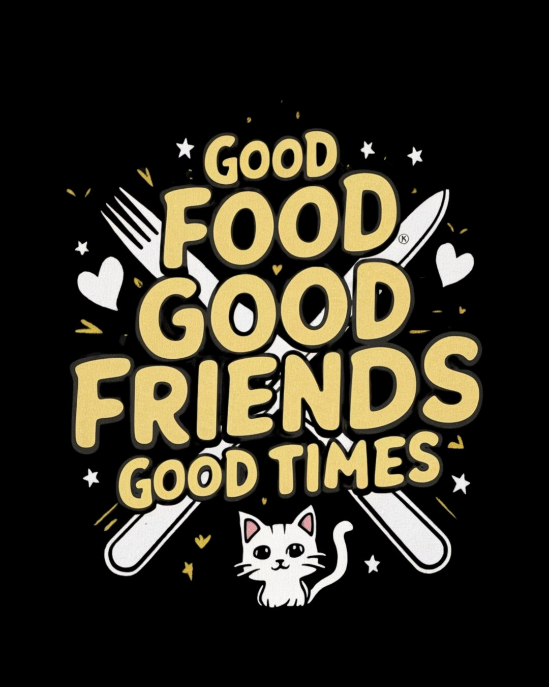 Good Food Good Friend Good Time Cotton T-Shirt
