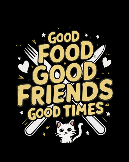 Good Food Good Friend Good Time Cotton T-Shirt