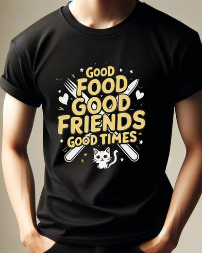 Good Food Good Friend Good Time Cotton T-Shirt