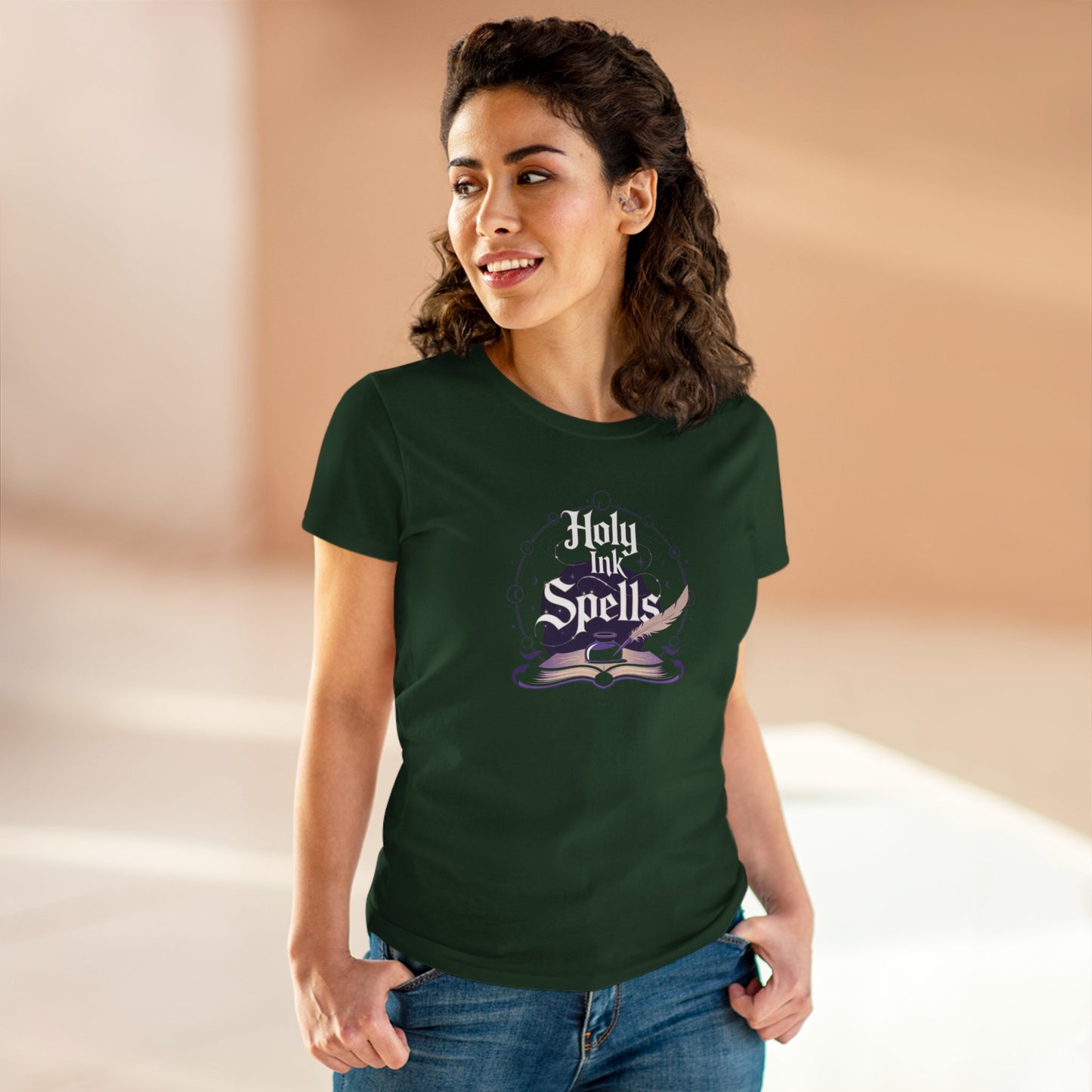 Holy Ink Spells Women Cotton Tshirt