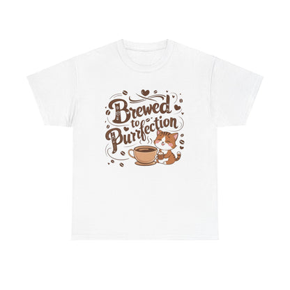 Brewed To Purrfection Coffee Cotton T-Shirt