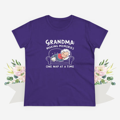Grandma Making Memory One Nap A Time Women Cotton Tshirt