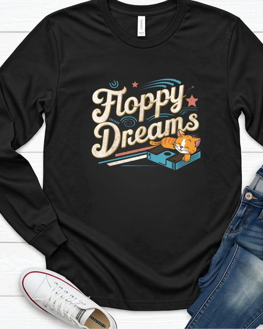 Floppy Dream Vintage Retro Video Games Cotton Long Sleeve Tshirt