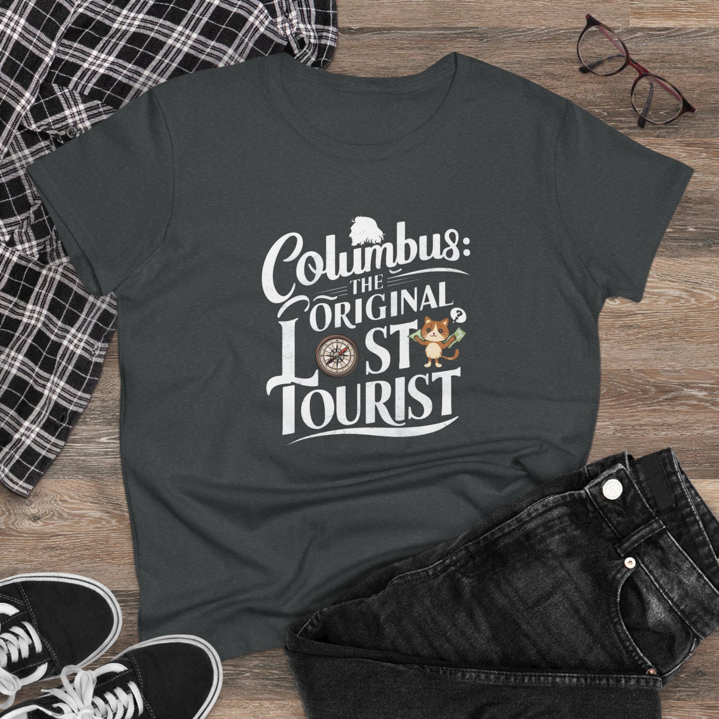 Columbus The Original Lost Tourist Women Cotton Tshirt
