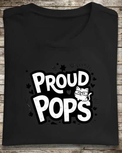 Dad Cat Proud Pops Cotton T-Shirts