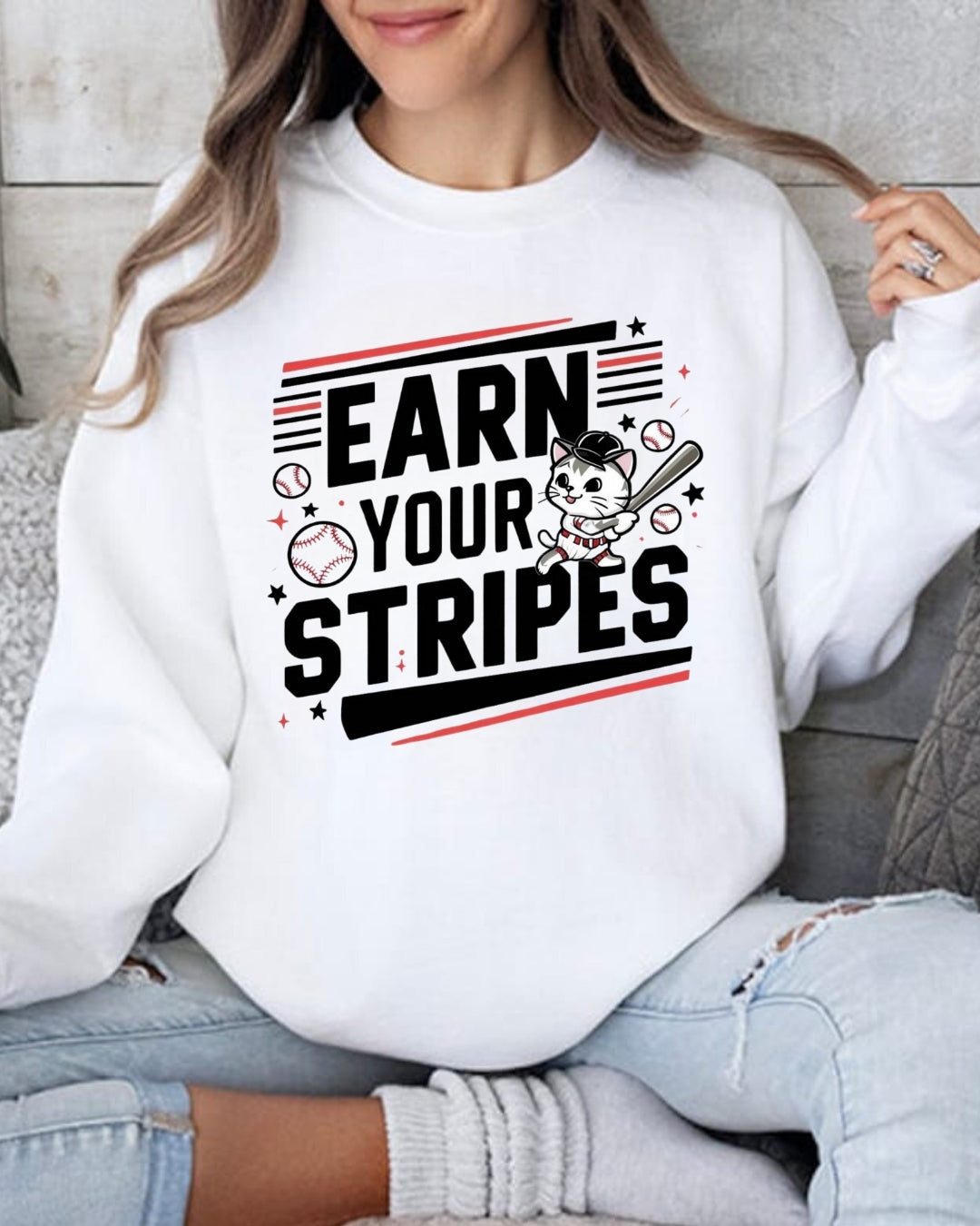 Earn Your Stripe Ultra Cotton Crewneck Sweatshirt