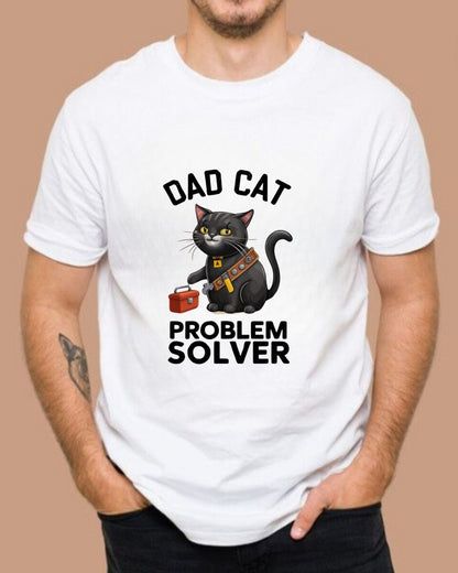 Dad Cat Problem Solver Cotton T-Shirts